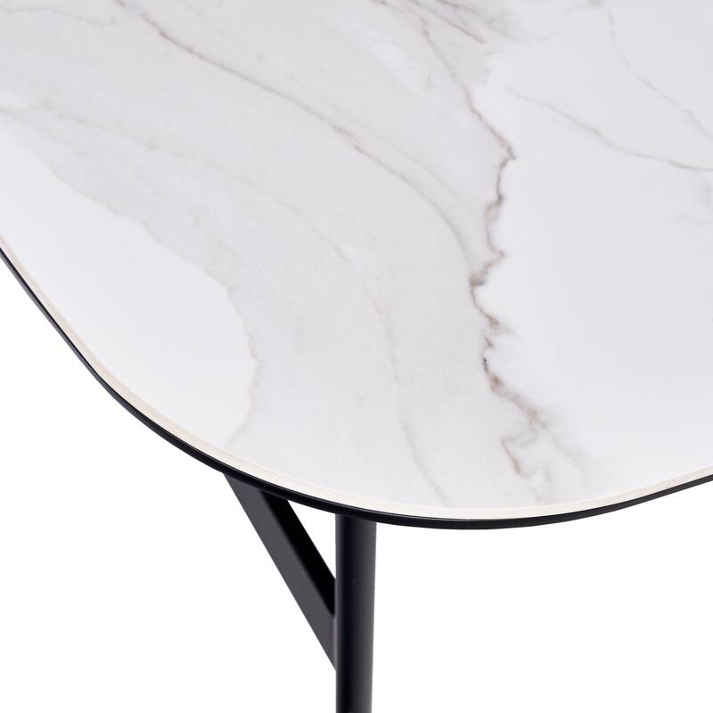 GDF Studio - Tignall Modern Ceramic Square Coffee Table with Rock Beam Top