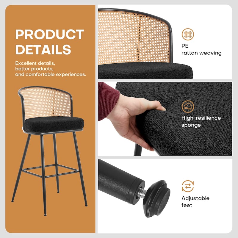 26"/29" Rattan Upholstered Bar Stool /Counter Stools Set of 2/3/4