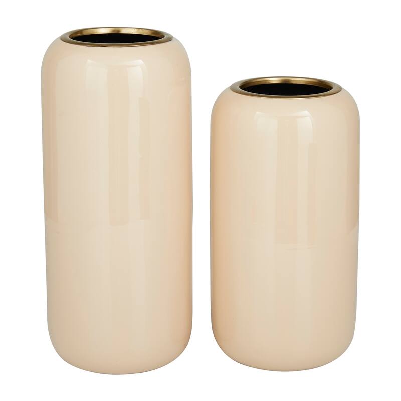 Sleek Metal Vase (Set of 2) - Gray, Red, Yellow, Cream, Blue, Green