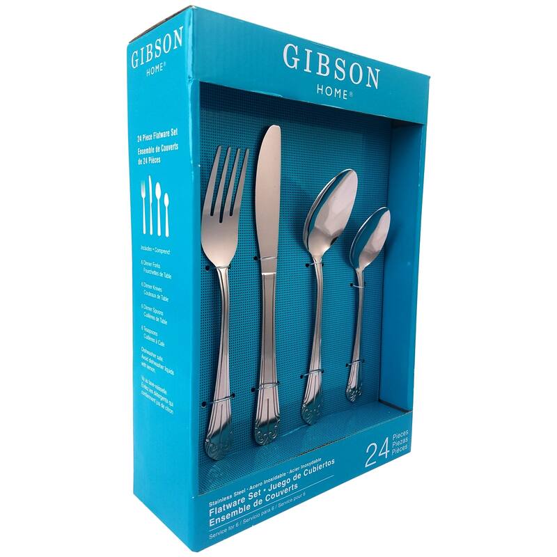 Terenzo 24 Piece Ornate Handle Service For 6 Silverware Set