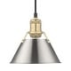 preview thumbnail 1 of 0, Yep by Golden Lighting Orwell 1-light 8in Pendant in Brushed Champagne Brass and Pewter shade - Gold