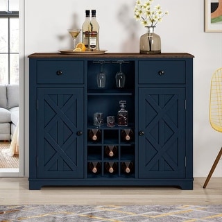 47 in. Modern X-Door Wine Cabinet w/ Built-in Wine Rack - 47" in Width