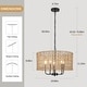 preview thumbnail 31 of 46, 5 - Light Dimmable Drum Chandelier Natural Rattan Bohemian & Coastal Pendant - 18.9 in