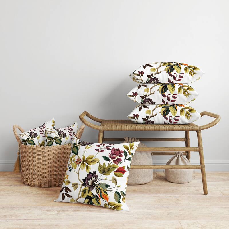 Majestic Gardens Faux Suede Reversible Throw Pillow White and Yellow