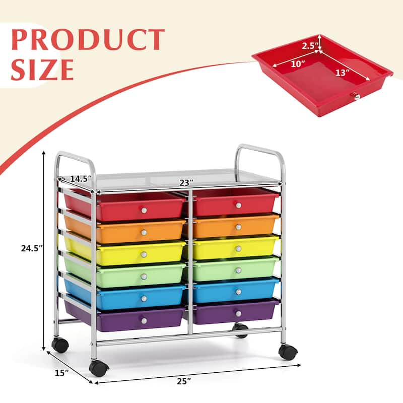 Costway 12 Drawers Rolling Cart Storage Scrapbook Paper Studio - See Details