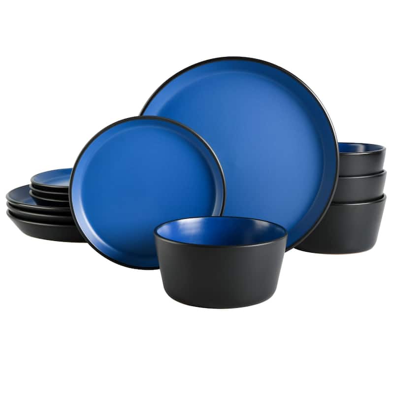 Gibson Soho Lounge Sofia 12 Piece Coupe Dinnerware Set - Blue