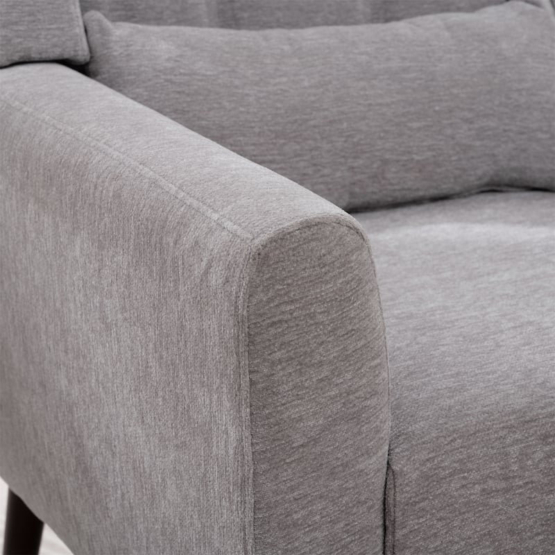 Chenille Modern Accent Chair with Wooden Legs and Mid-Century Lounge Chair (275lb Capacity)