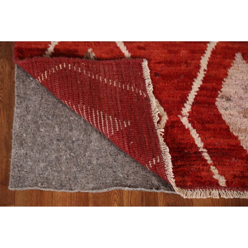 Geometric Moroccan Oriental Runner Rug Handmade Wool Carpet - 2'9" x 9'8"