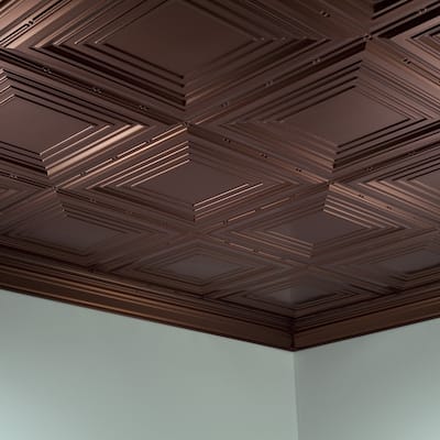 FASÄDE Traditional Style 3 Decorative Vinyl 2ft x 4ft Glue Up Ceiling Panel in Oil Rubbed Bronze (5 Pack)
