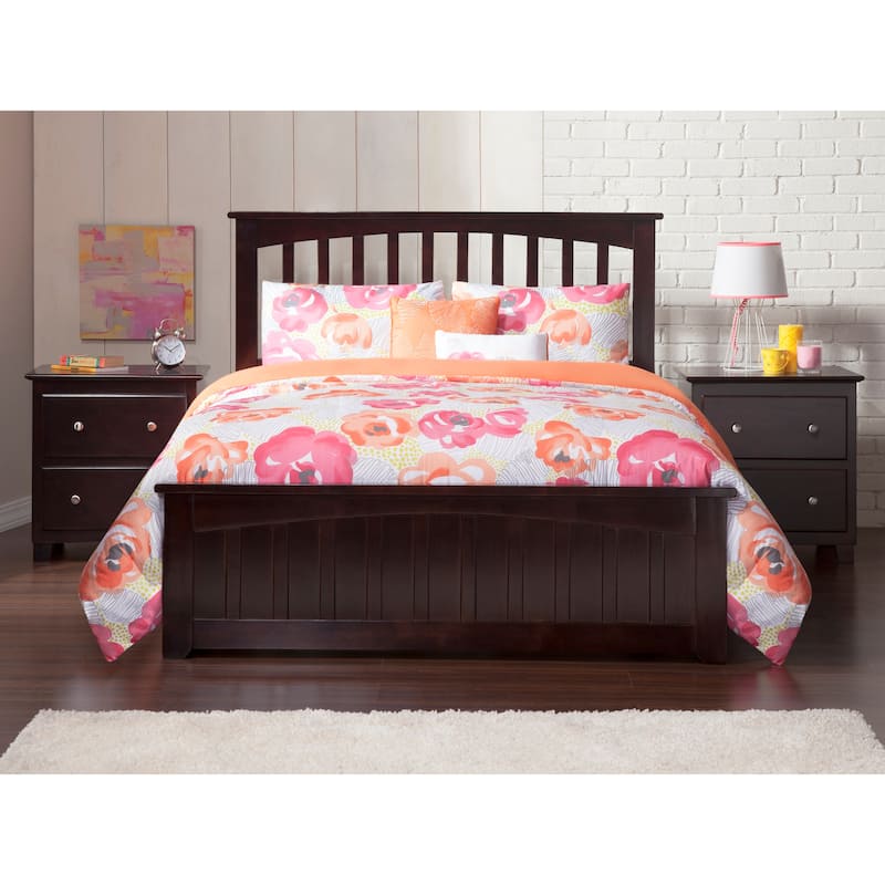 Bohemian Platform Bed with Drawers - Espresso Finish, Modern Style Bed Frame, Storage Bed, Low Profile Bed
