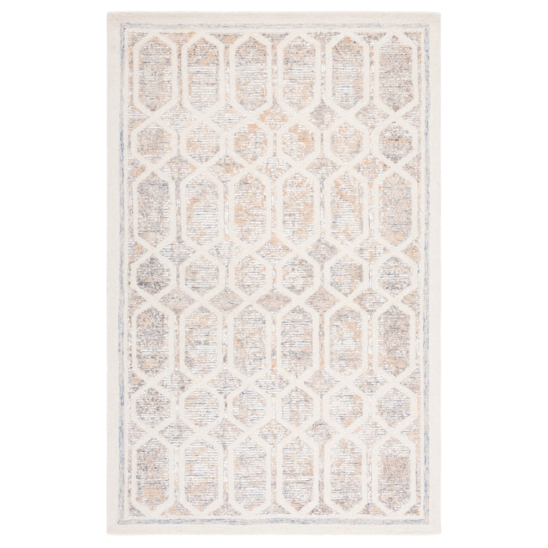 SAFAVIEH, Handmade Artistry Poulia Geometric Wool Rug - 6' x 9' - Ivory/Gold