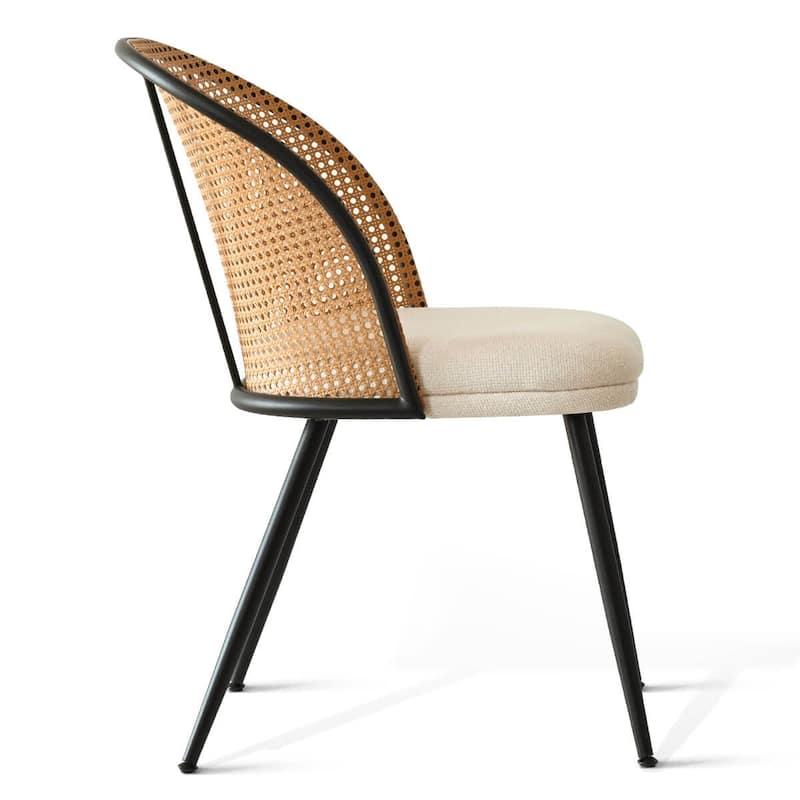 Upholstered Faux Rattan Dining Chairs (Set of 4)