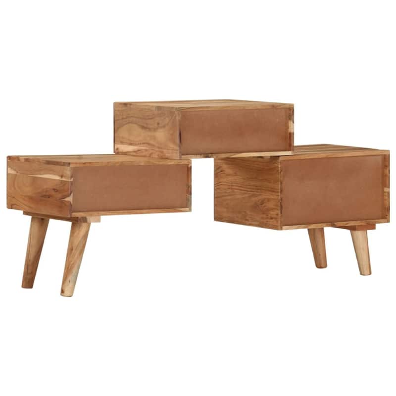 TV Stand Media Cabinet, Honey Brown Solid Acacia Wood, 3 Drawers, 43 Inch