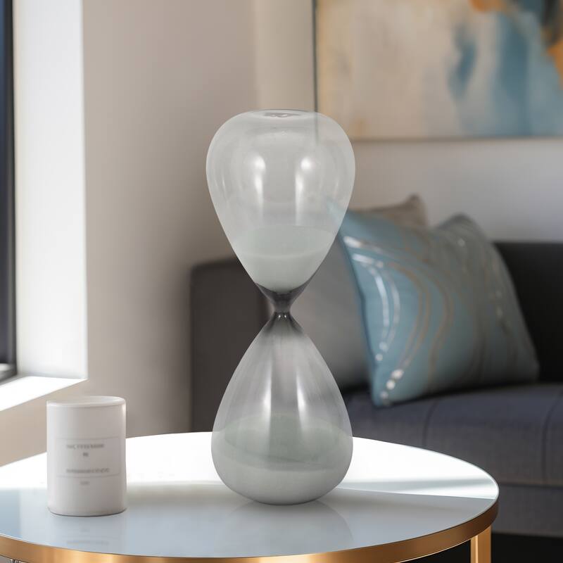 Modern Glass Hourglass Sculpture - Home Decor