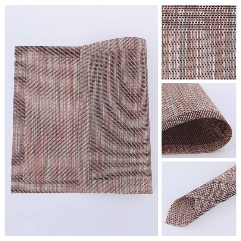 8 Pack Place Mats, PVC Placemats for Kitchen Dining Table Decor Heat Resistant Table Placemats Wipeable Table Mat - 18*12in - Light Coffee