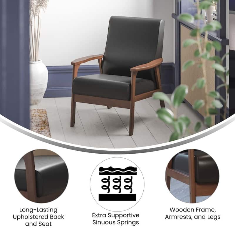 Mid-Century Modern Arm Chair with Wooden Frame and Arms