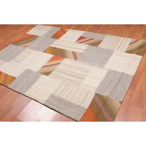 Hand Woven Beige Taupe Flatweave Wool Traditional Oriental Area Rug 5x7 5 X 8 Overstock 31523636