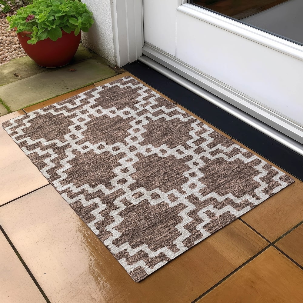 Machine Washable Indoor/ Outdoor Chantille Geo Trellis Rug