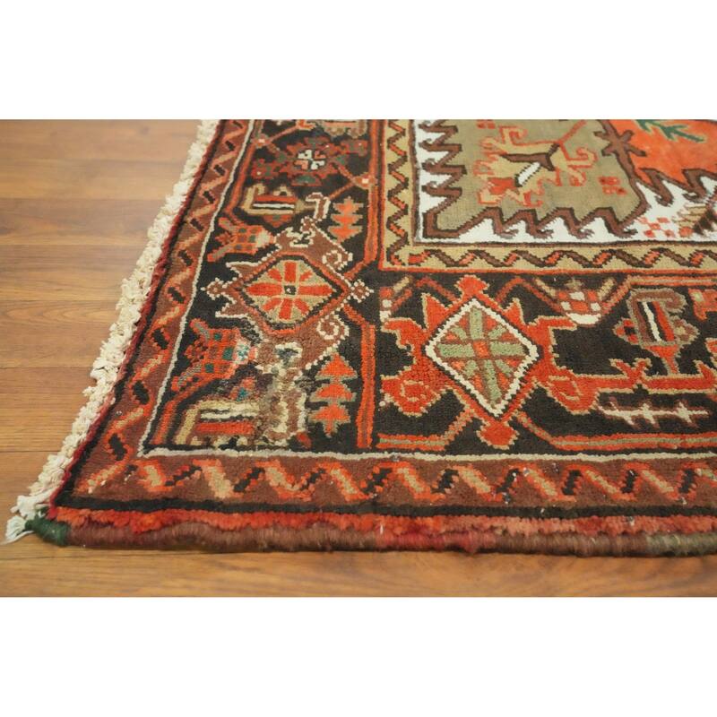 Hand Knotted Oriental 100% Wool Carpet Traditional Medallion Oranges & Rust Heriz Area Rug - 11' 3'' X 8' 4''