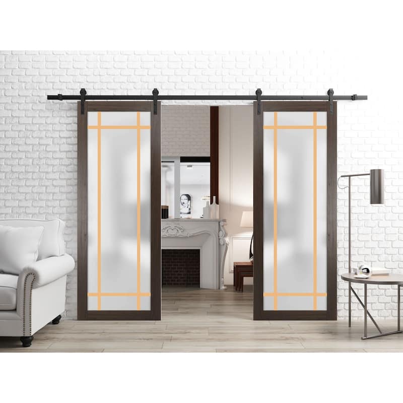 Sturdy Double Barn Door 36 x 80 Planum 2113 Chocolate Ash 13FT
