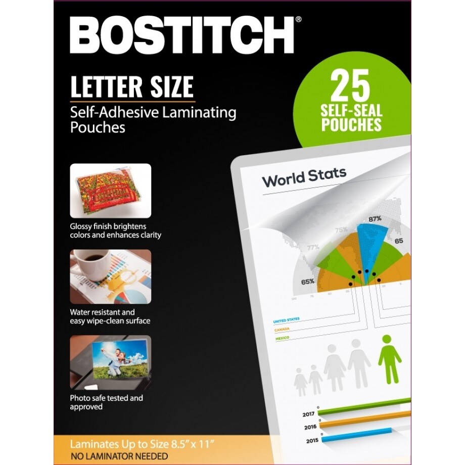 Shop Bostitch Self Adhesive Laminating Pouches 8 5 X 11 25 Pack Overstock 27974237