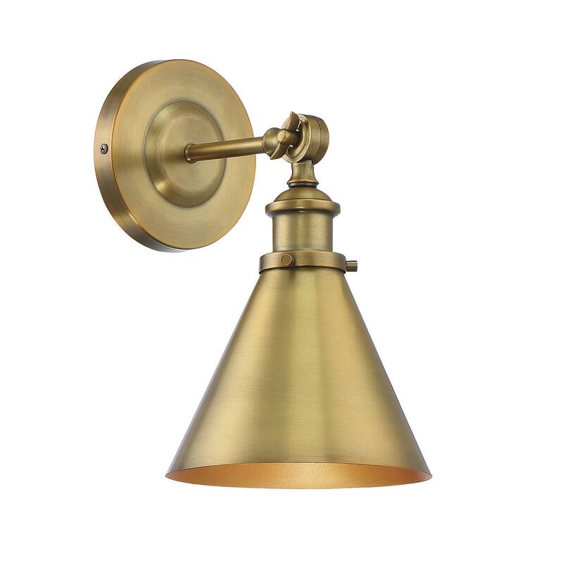Savoy House Glenn Single Light 12" Tall Wall Sconce with a Metal Shade - Warm Brass