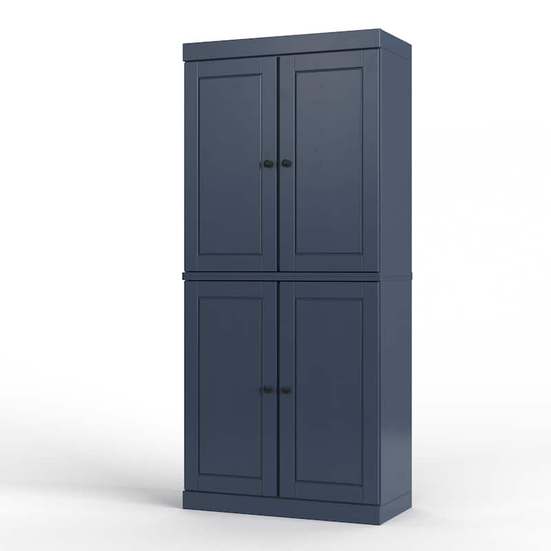 Palace Imports 100% Solid Wood 32" Bathroom Cabinet with Solid Doors, 2-Drawers and Adjustable Shelves - Antique Blue