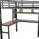 preview thumbnail 12 of 24, Full Size Metal Loft Bed with LED Lights, Charging Station, Desk, Pegboard, Wardrobe & Storage Staircase