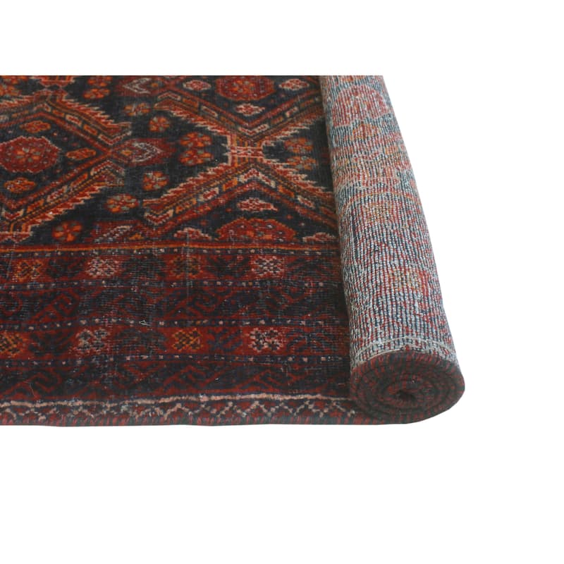 Vintage Distressed Sameh Navy/Red Runner - 3'0" x 6'6"