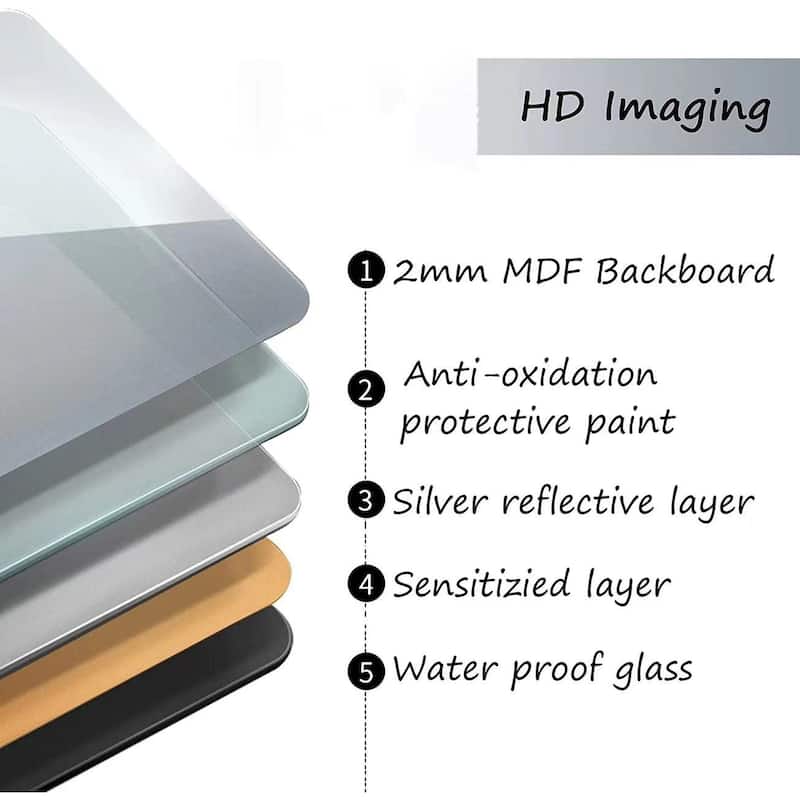 Rectangle Mirror Wall Mounted, Large Size Bathroom Vanity Wall Mirror with Rounded Corner Metal Frame