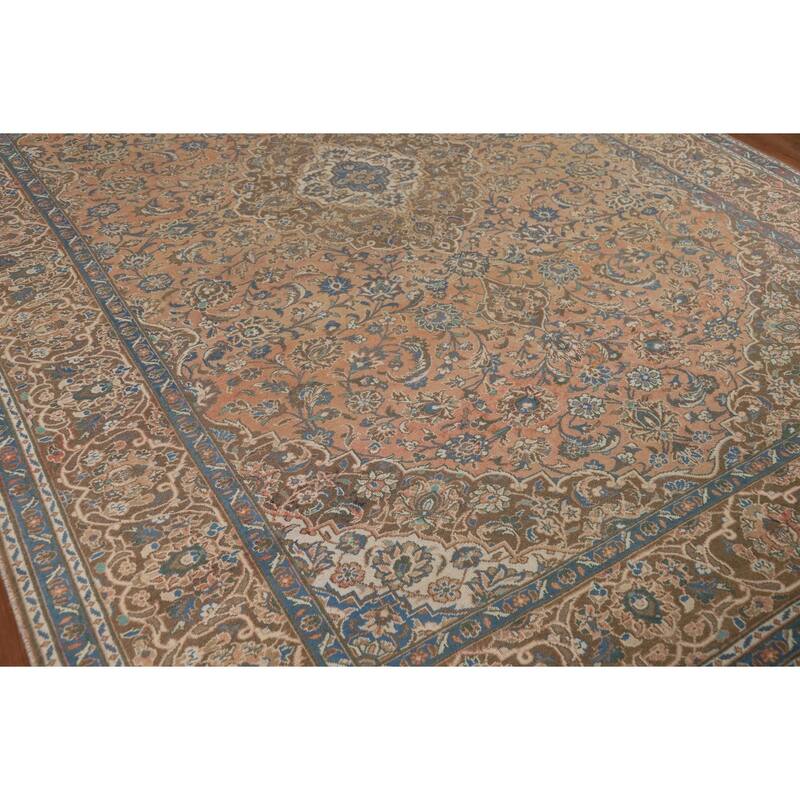 Traditional Kashan Persian Vintage Area Rug Hand-Knotted Wool Carpet - 8'1" x 11'5"