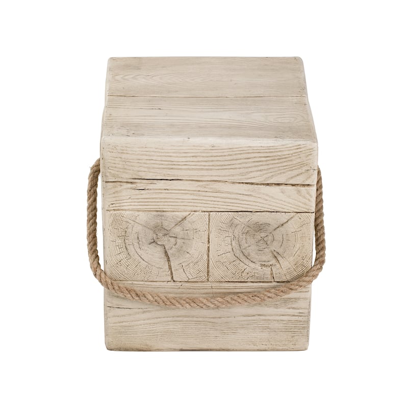 Christopher Knight Home - 14.76'' Rustic Wood Look Square MGO Side Table with Decorative Braided Cord - Wood Finish