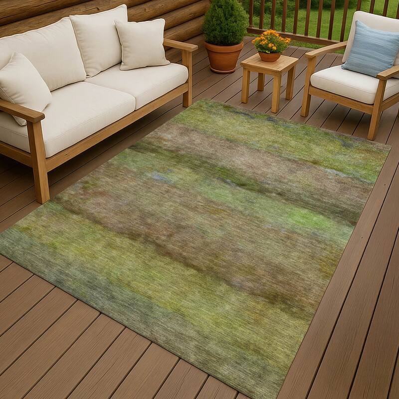 Machine Washable Indoor/ Outdoor Contemporary Ombre Chantille Rug