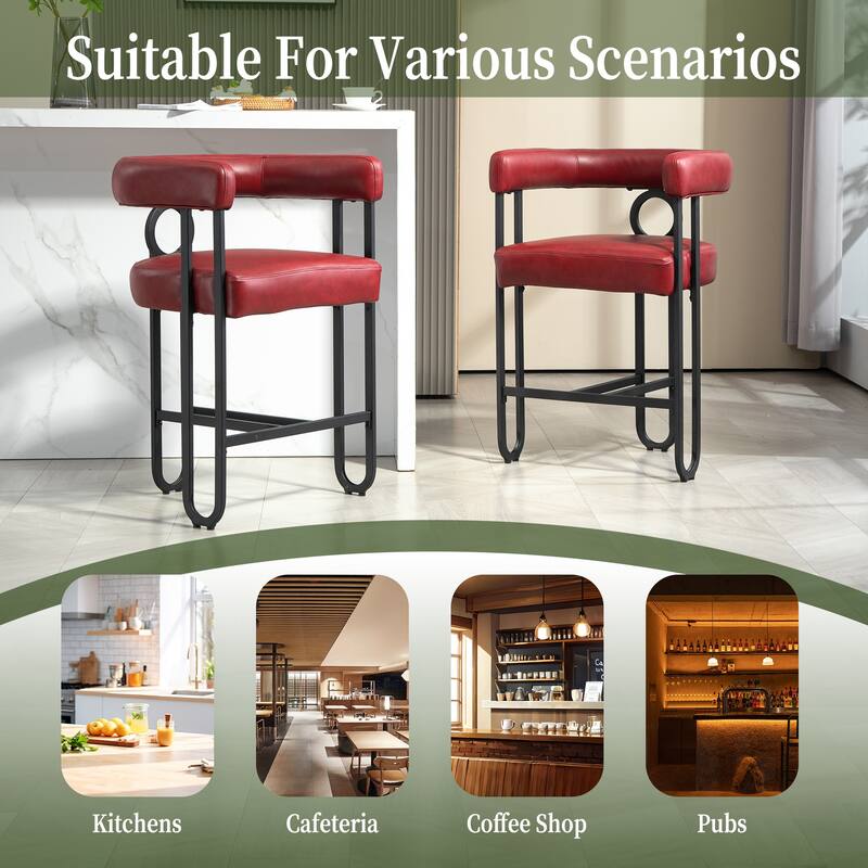 Modern Bar Stool with Back for Kitchen 2PCS