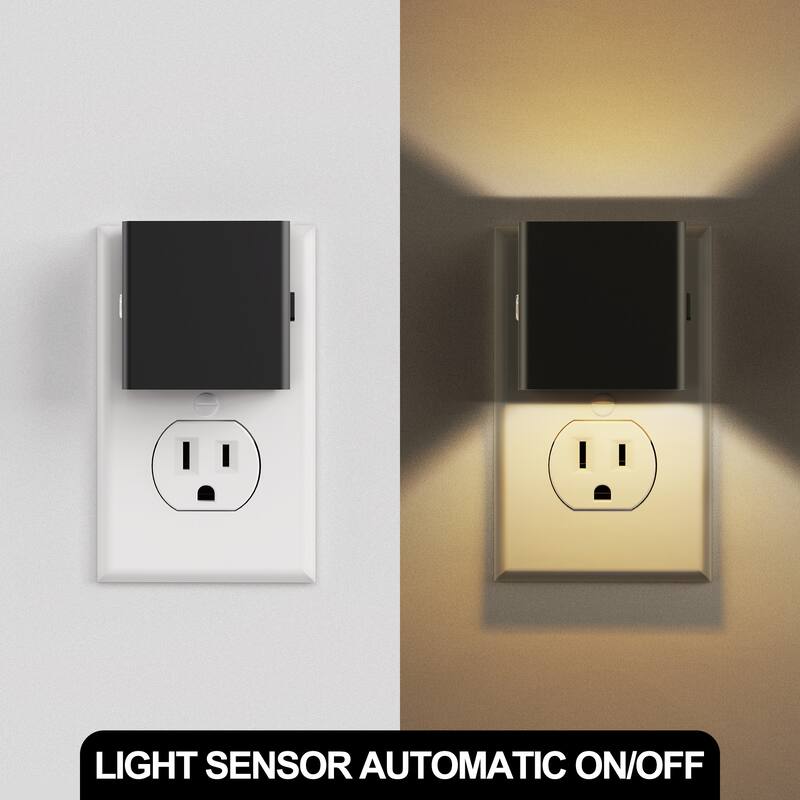 YANSUN 2-Pack LED Wall Light Night Light Warm 3000K 3-Level Dimming US Plug Memory Function