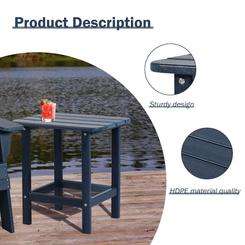 Aoodor Outdoor Adirondack Side Table HDPE End Table - 18"×14.5"
