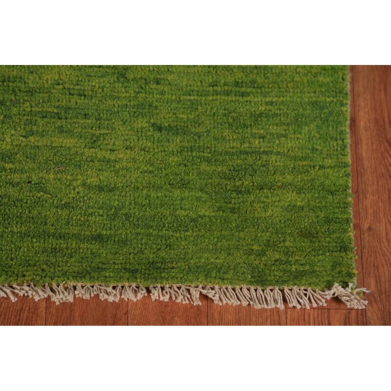 Modern Green Gabbeh Oriental Area Rug Handmade Wool Carpet - 5'4" x 7'9"