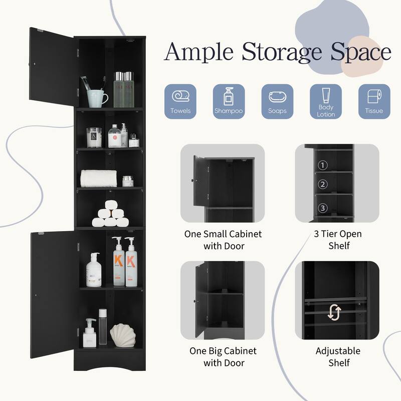 Corner Cabinet for Bathroom - Bathroom Storage Cabinet with Adjustable Shelves