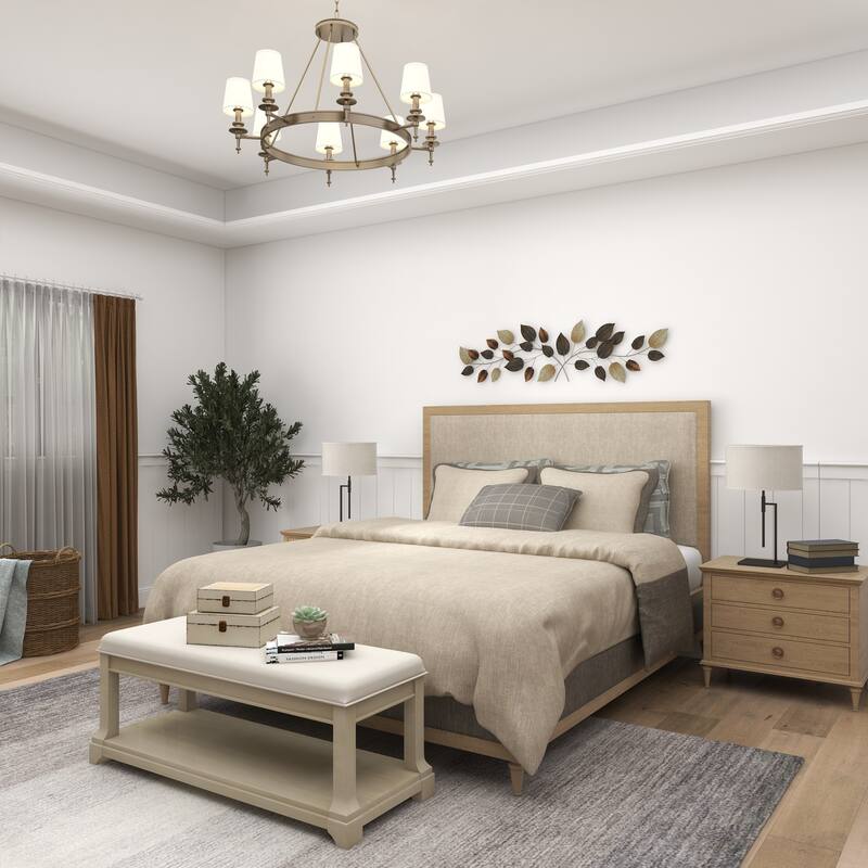 Bronze Metal Long Textured Leaf Home Wall Decor with Multiple Shades