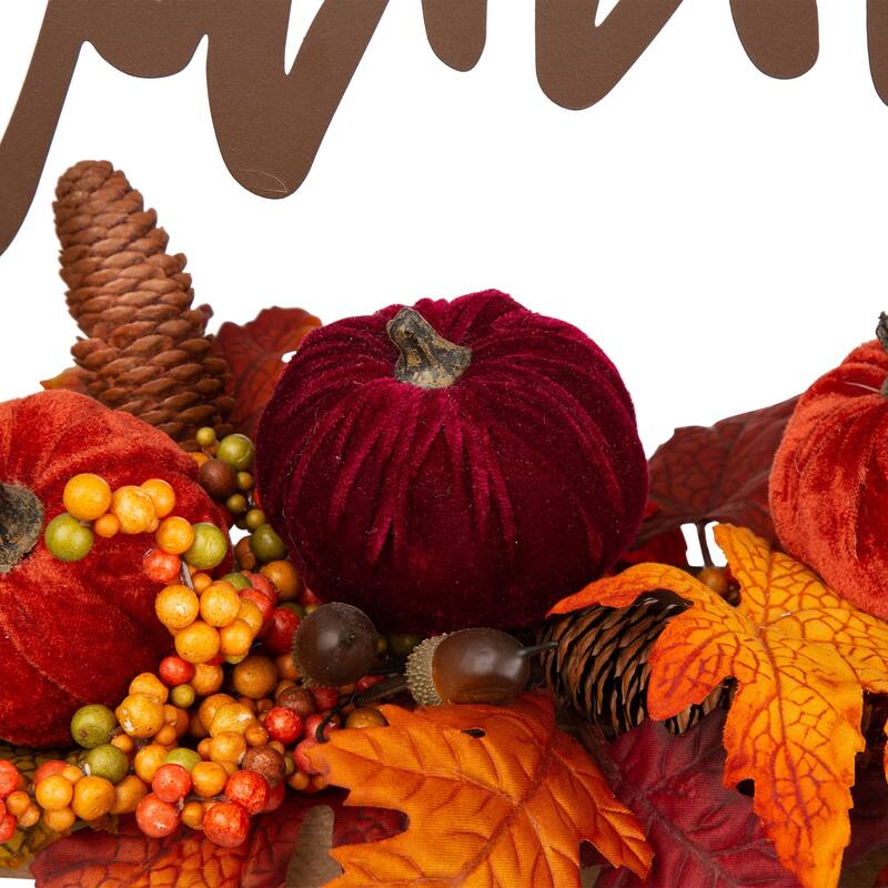 Glitzhome Thankful Metal Sign Floral Center Piece Fall Harvest Thanksgiving Table Decor
