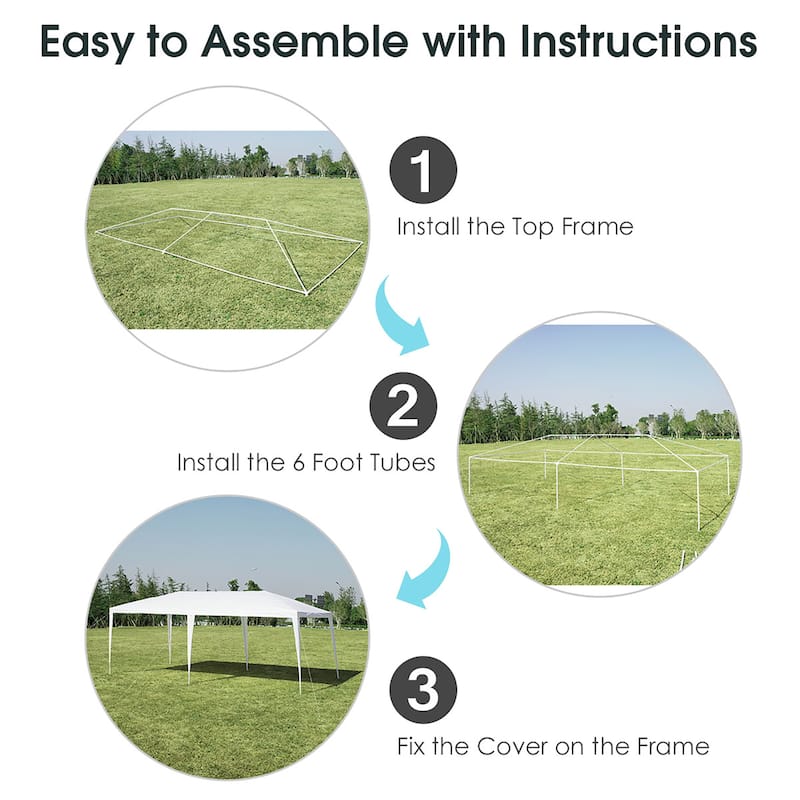 White Outdoor Canopy Tent and Shelter Pavilion - 10 x 20 Feet