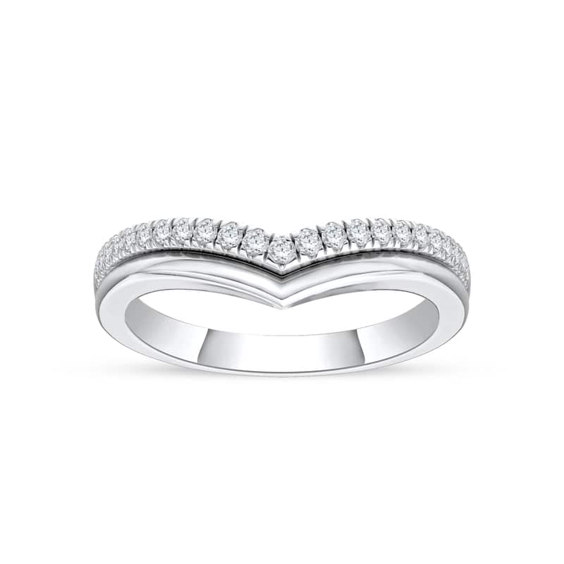 1/6ct TDW Diamond Contour Wedding Band in 10K Gold for Women - 9 - White