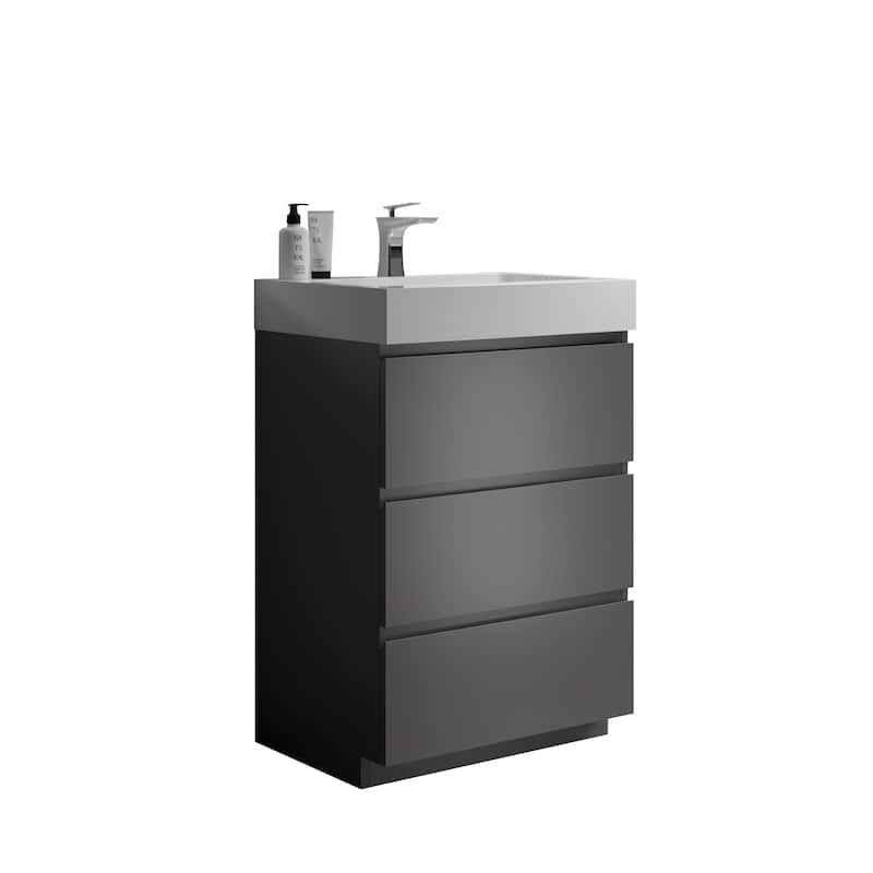 Modern Freestanding Bathroom Vanity with Sink Basin without Drain and Faucet