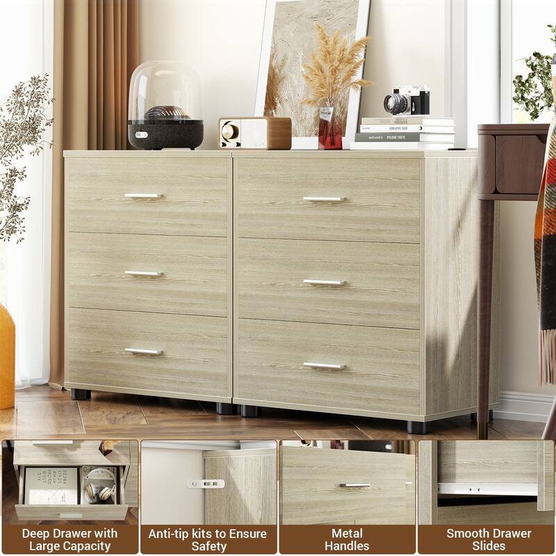2-Pack Dressers with 6 Storage Drawers, Closet Organizers for Bedroom and Walk-in Closet