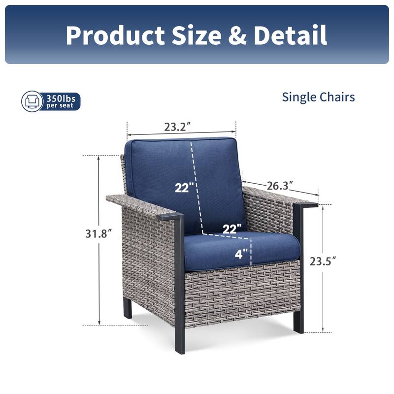 Pocassy Outdoor Wicker Sofa Glider Chair with Ottoman Set