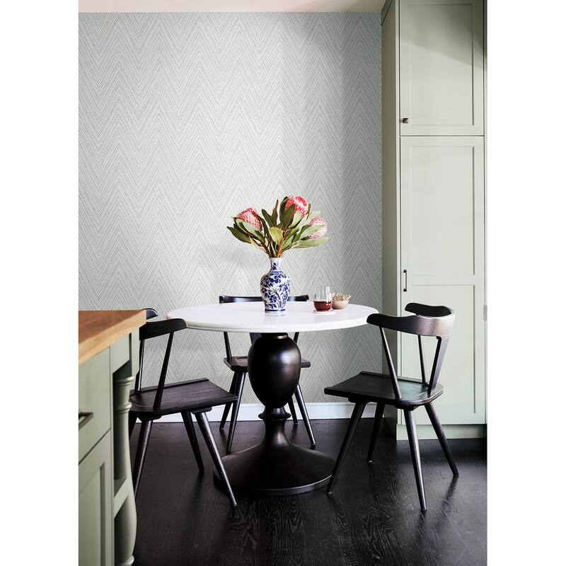 A-Street Prints Lainey Blue Stitched Chevron Wallpaper