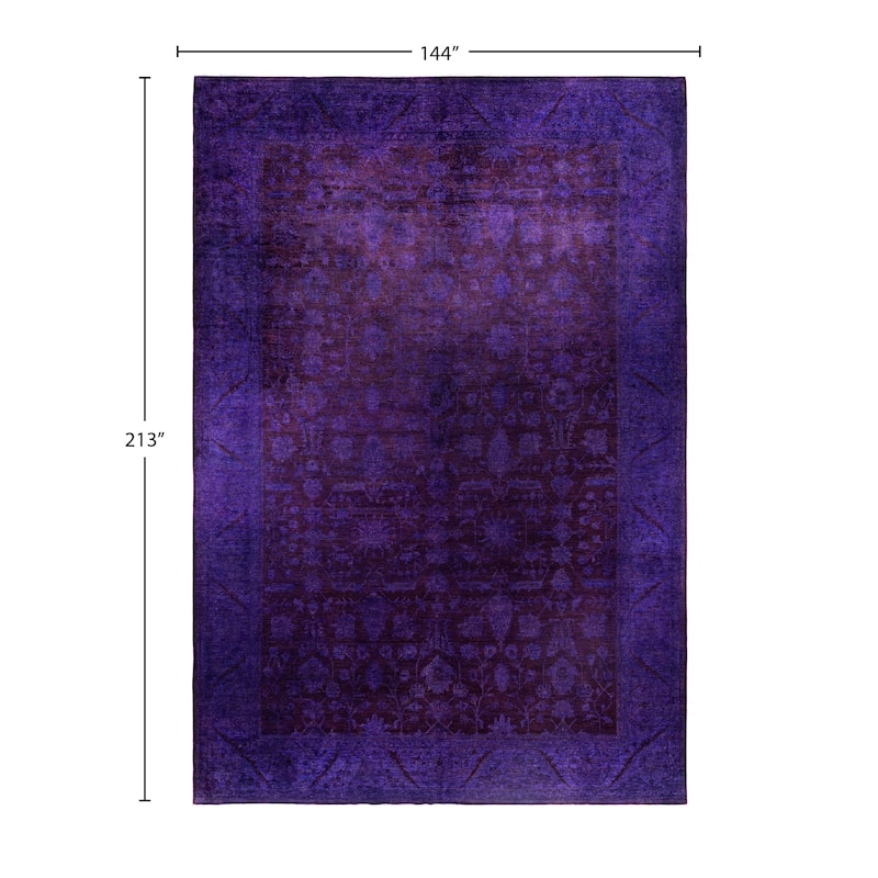 Overdyed One-of-a-Kind Hand-Knotted Area Rug - Purple - 12' 0" x 17' 9"