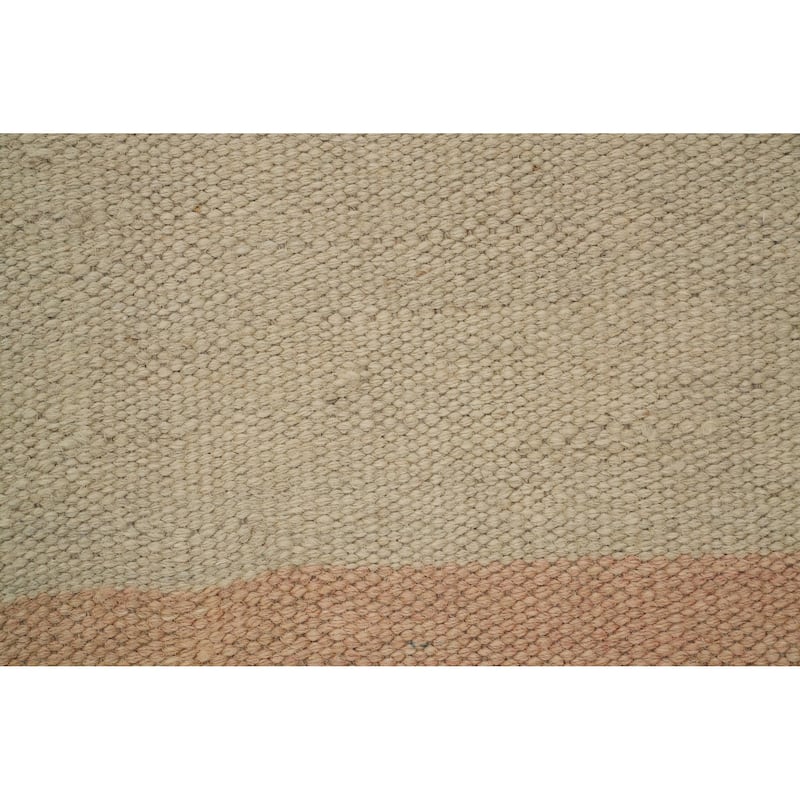 Hand Woven Oriental 100% Wool Carpet Southwestern Tribal Beige & Ivories Kilim Area Rug - 8' 10'' X 5' 8''