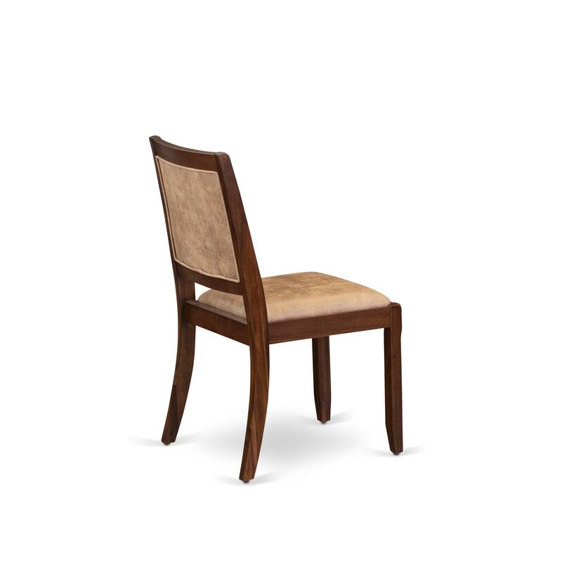 East West Furniture Kitchen Table set- A Round Table and stackable Dining Chair, Antique Walnut (Pieces & Seat Options) - DSX25-AWA-28
