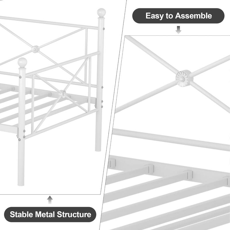 VECELO Twin Daybed with Headboard Sofa Bed Platform Mattress Foundation for Living Room Guest Room Easy Assembly